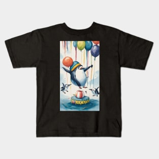 Funny Penguin Party Kids T-Shirt